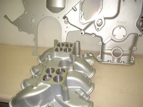 1970 Ford Mustang - Manifold, timing cover and backing plate all came from Gilbert Carpio who is from CA. His parts are fantastic.