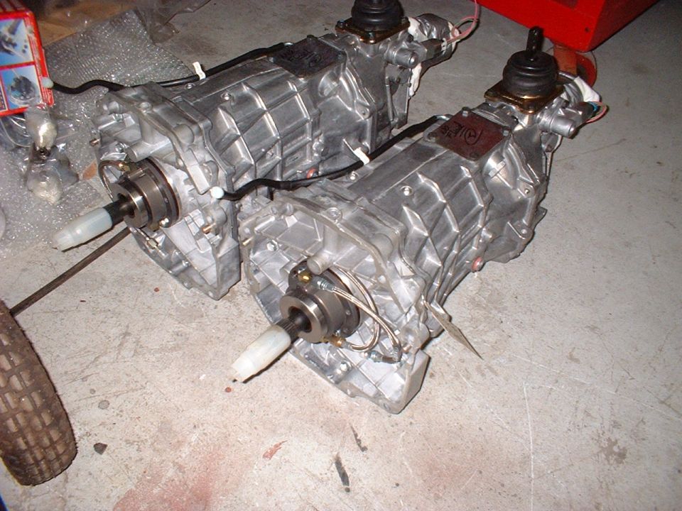 T-56 transmissions, 6 speed with the Viper gearsets, McLeod hydraulic clutch units. 
One unit goes in the QuarterHorse Mustang and the other one goes in a SOHC Kirkham Cobra.