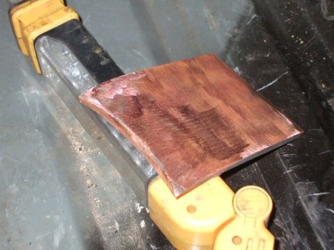 1995 Ford Bronco - Piece of copper plate I cut out & beat a radius in to fill in the holes I drilled to cut spot welds. I bought a spot weld cutter(it didnt l…