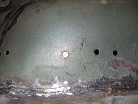 1995 Ford Bronco - pic of holes with copper backing(weld wont stick to the copper)
