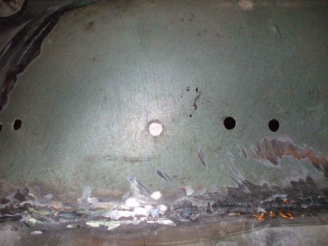 pic of holes with copper backing(weld wont stick to the copper)