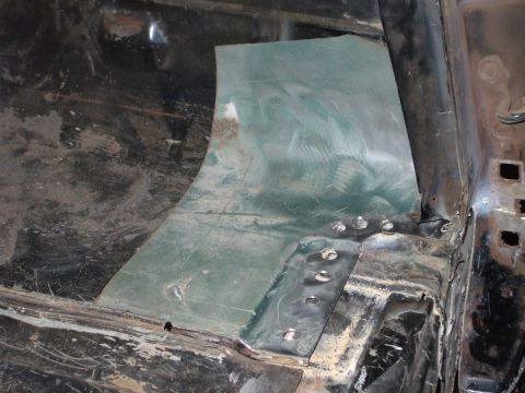 1995 Ford Bronco - passenger rear corner floor patch pannel in place