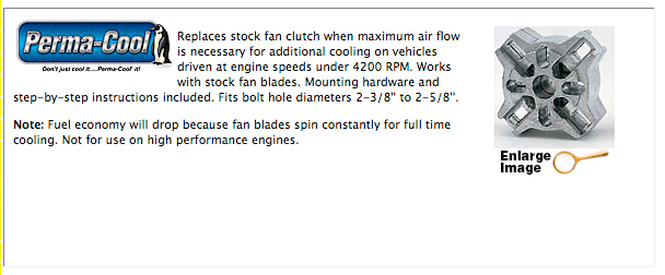 Perma-Cool fan clutch product description and image
