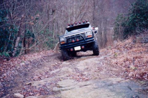 1982 Ford Bronco - A lot steeper than it looks, lots of big rocks are behind it. Scared the whiz outta me going back down when my brakes started to die.