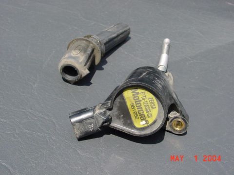2007 Ford Mustang - Photograph of Motorcraft coil-on-plug ignition coils, not a technical document.