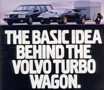 1989 Volvo 740 - Advertisement for the Volvo Turbo Wagon, two wagons in a promotional image.