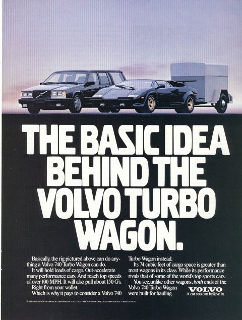 1989 Volvo 740 - This document discusses the Volvo Turbo Wagon, with a partial image of the vehicle visible.