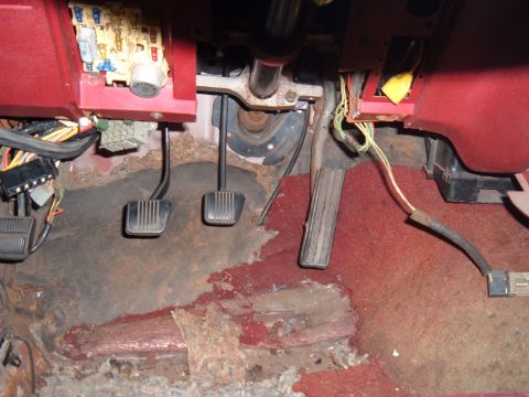 1981 Ford LTD - The view the driver sees. The gas and brake are the same height now after I bent to brake pedal up three inches. The clutch is up about thr…