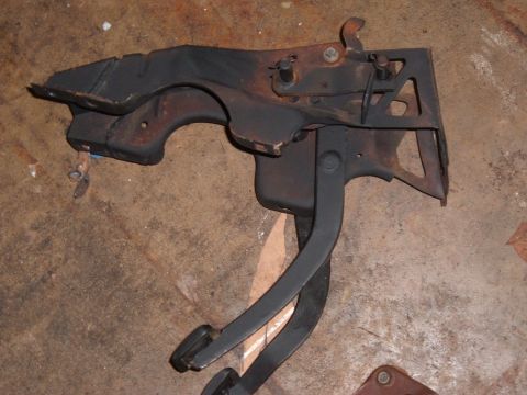 1981 Ford LTD - A better view of the bent pedal. This assembly is finished. Its been extended, reflanged, brake pedal bent, clutch pedal shortened and pain…