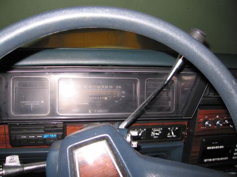 1991 Ford LTD Crown Victoria - Photograph of a vehicle gauge cluster and speedometer, not a technical document.