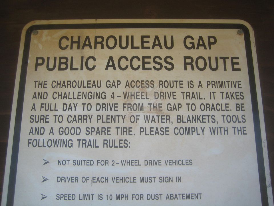 Close-up photo of a Charouleau Gap public access route sign