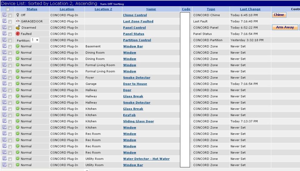 concord 4 alarm system integrated into homeseer