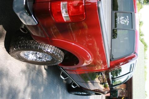 2006 Ford F-150 - Rear view of a red pickup truck showing the quarter panel, wheel, and side steps.