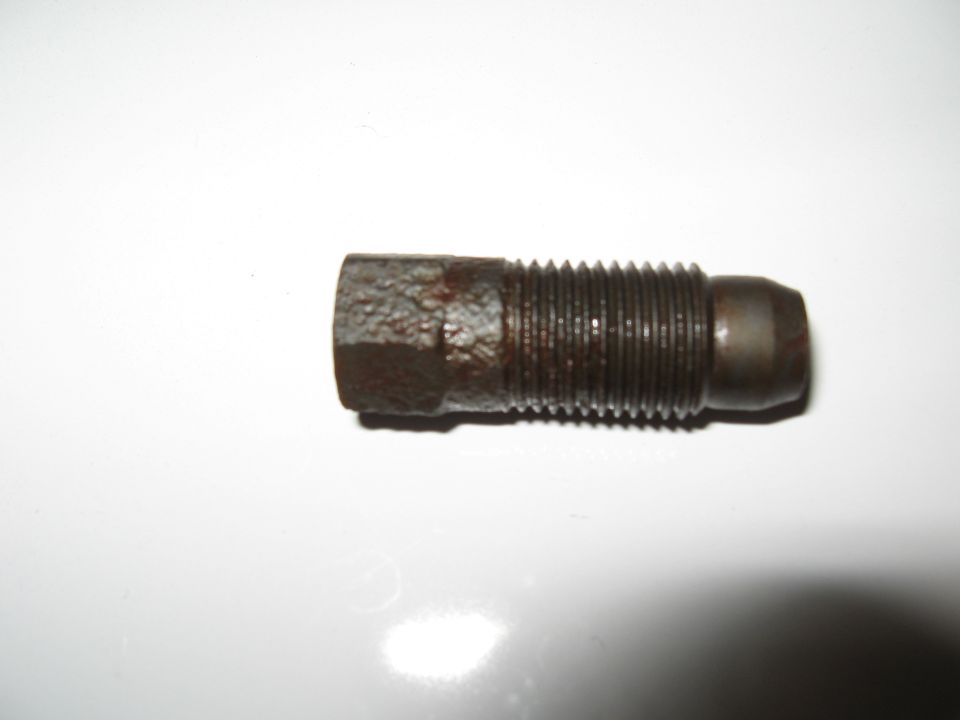 Rusty threaded metal part with hexagonal head