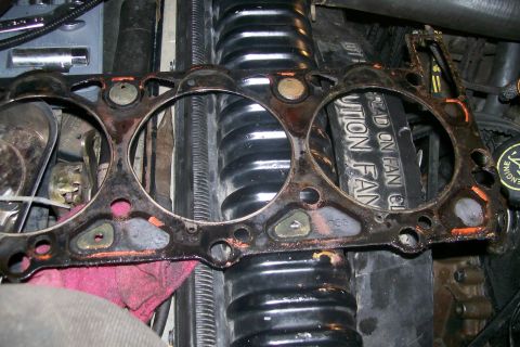 1992 Ford C-350 (Centurion Conversions) - Close-up of a used engine gasket, showing signs of wear and oil.