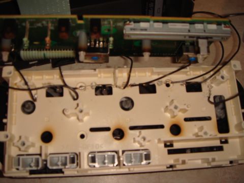 1998 Volvo V70 - I added four LEDs in the square holes at the top of the climate control and wired them individually to the existing lights. To anchor them,…