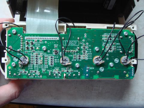 1998 Volvo V70 - I added four LEDs in the square holes at the top of the climate control and wired them individually to the existing lights. To anchor them,…