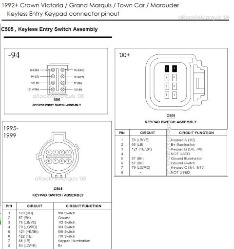 1996 Mercury Grand Marquis - ****NOTE: YEAR RANGE TYPO: 1995-2000, and 2001 1992 CV/GMQ/TC/MM keypad connector