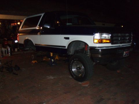 1996 Ford Bronco - Front is complete...But dayum, I got 7 1/2 inches out of the front. I sure hope those springs settle quickly. Or, my old springs were very…
