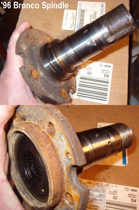 1983 Ford Bronco - Spindle from '96 Bronco Note several dings in NON-bearing or seal surfaces.