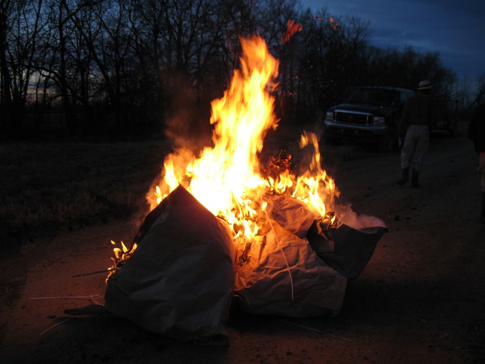 Gotta get rid of the sacks somehow...