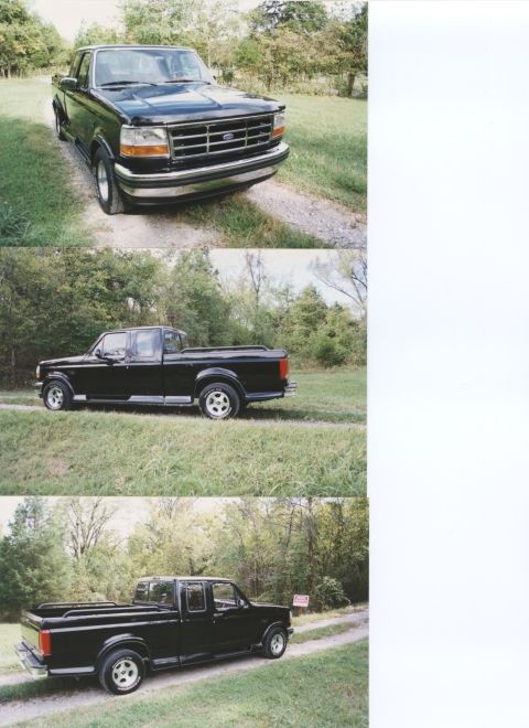 2007 Ford Mustang - A black pickup truck is shown from multiple angles in an outdoor setting with trees and grass.