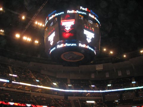 1994 Ford Bronco - The scoreboard displays game information and advertisements for FedExForum.