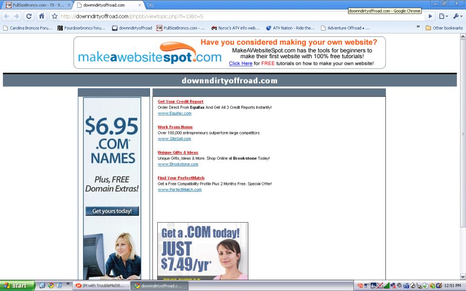 Screenshot of downndirtyoffroad.com website with advertisements
