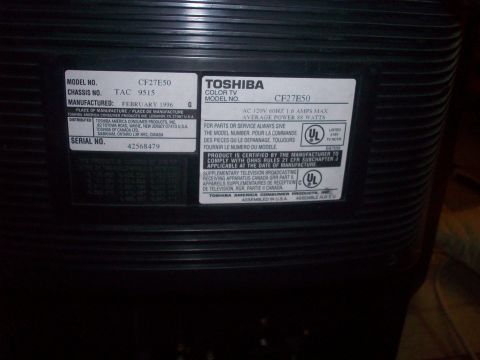2006 Ford F-150 - Label on the back of a Toshiba color TV, model CF27E50, manufactured in February 1996.