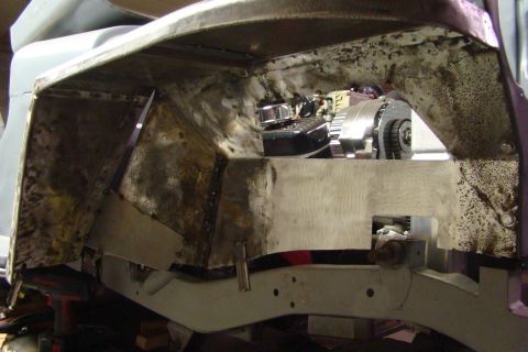 1948 Jeep Wrangler - The image displays a section of a vehicle's chassis and engine bay, with visible metalwork and components.