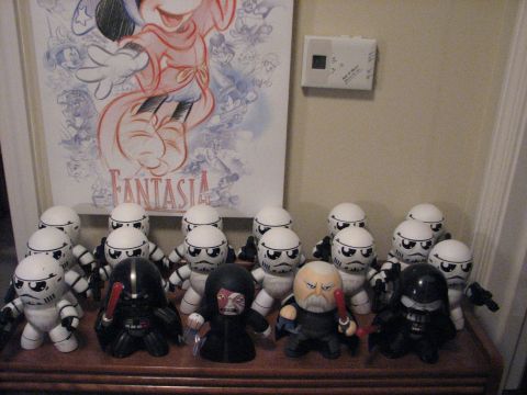 1991 Ford Bronco - Star Wars figures are displayed in front of a Fantasia poster on Parade poster.