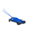 1995 Ford Bronco - Blue hydraulic floor jack shown from a 3/4 front angle with the handle extended.