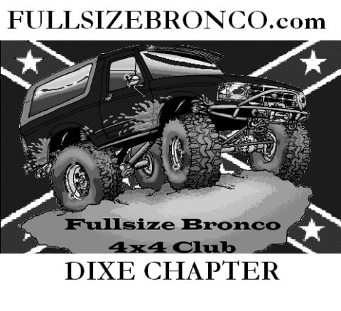 1995 Ford Bronco - Illustration of a lifted 1995 Ford Bronco, part of the Fullsize Bronco 4x4 Club Dixe Chapter.