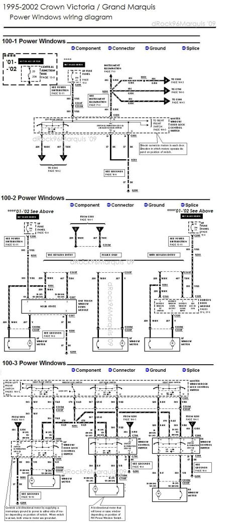 1996 Mercury Grand Marquis - 1995-2002 CV/GMQ power window wiring (TC similar)