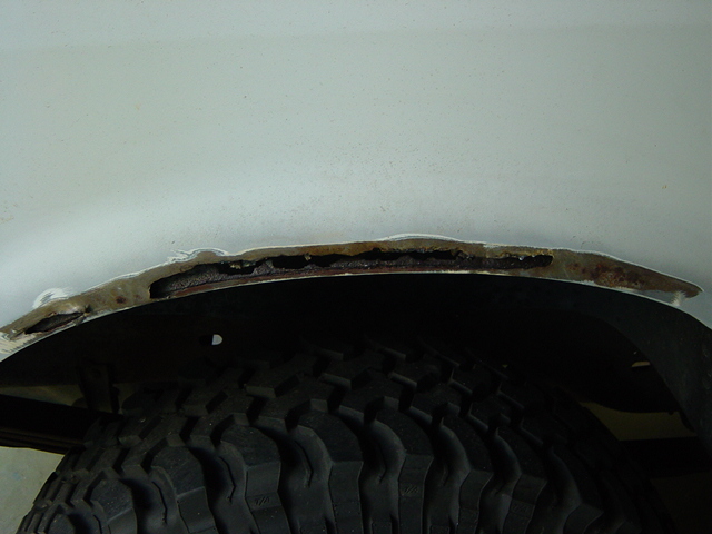 Rusted wheel well of a vehicle