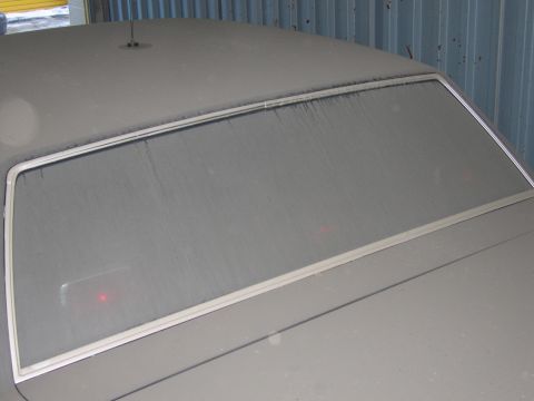 1991 Ford LTD Crown Victoria - Photo of a vehicle rear window, not a document.