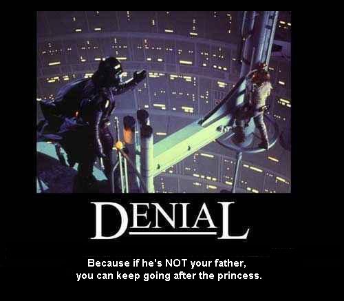 Star Wars Darth Vader and Luke scene demotivational poster captioned DENIAL