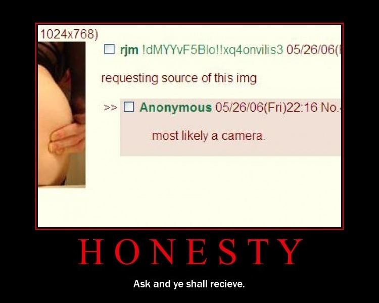 HONESTY demotivational poster of an image board screenshot