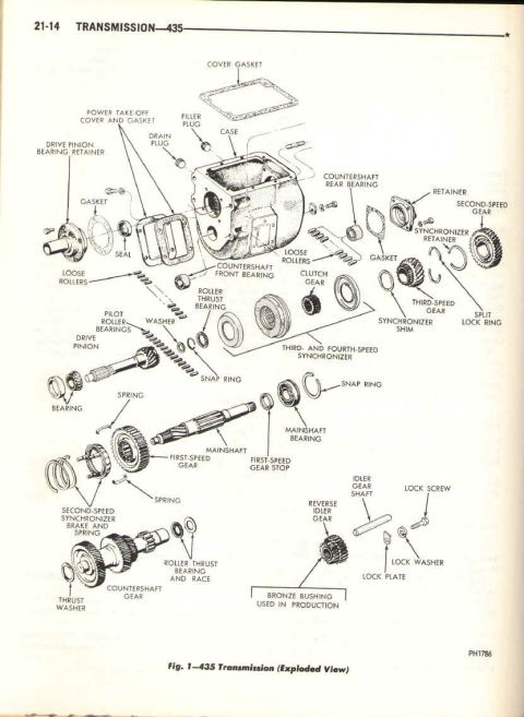 1979 Ford F-150 - Diagram shows an exploded view of a transmission, detailing its internal components and assembly.