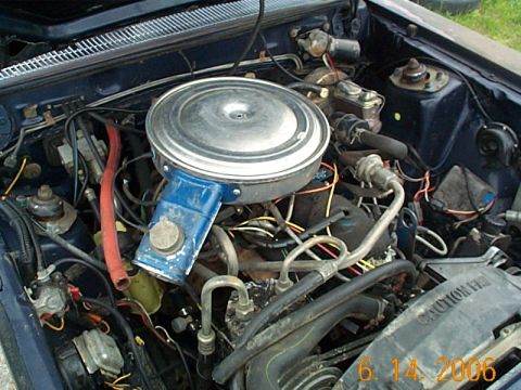 1982 Mercury Zephyr - engine conpartment after dragging it out of farmer field