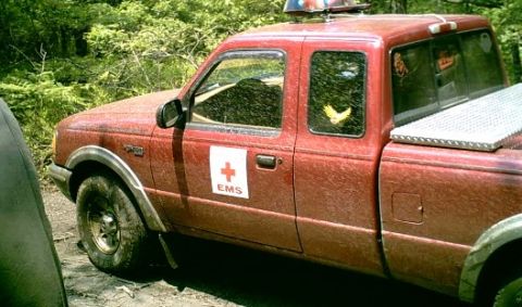1988 Ford Bronco - this was the ford ranger ambulance? that they transported the rider out of the park in.