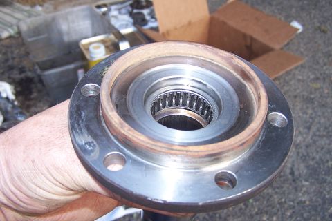 1990 Ford Bronco - Close-up view of a wheel hub assembly, showing the splined interior and bolt mounting points.