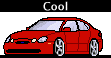 1990 Ford Taurus - A pixelated image of a red sedan with the word 'Cool' displayed above it.
