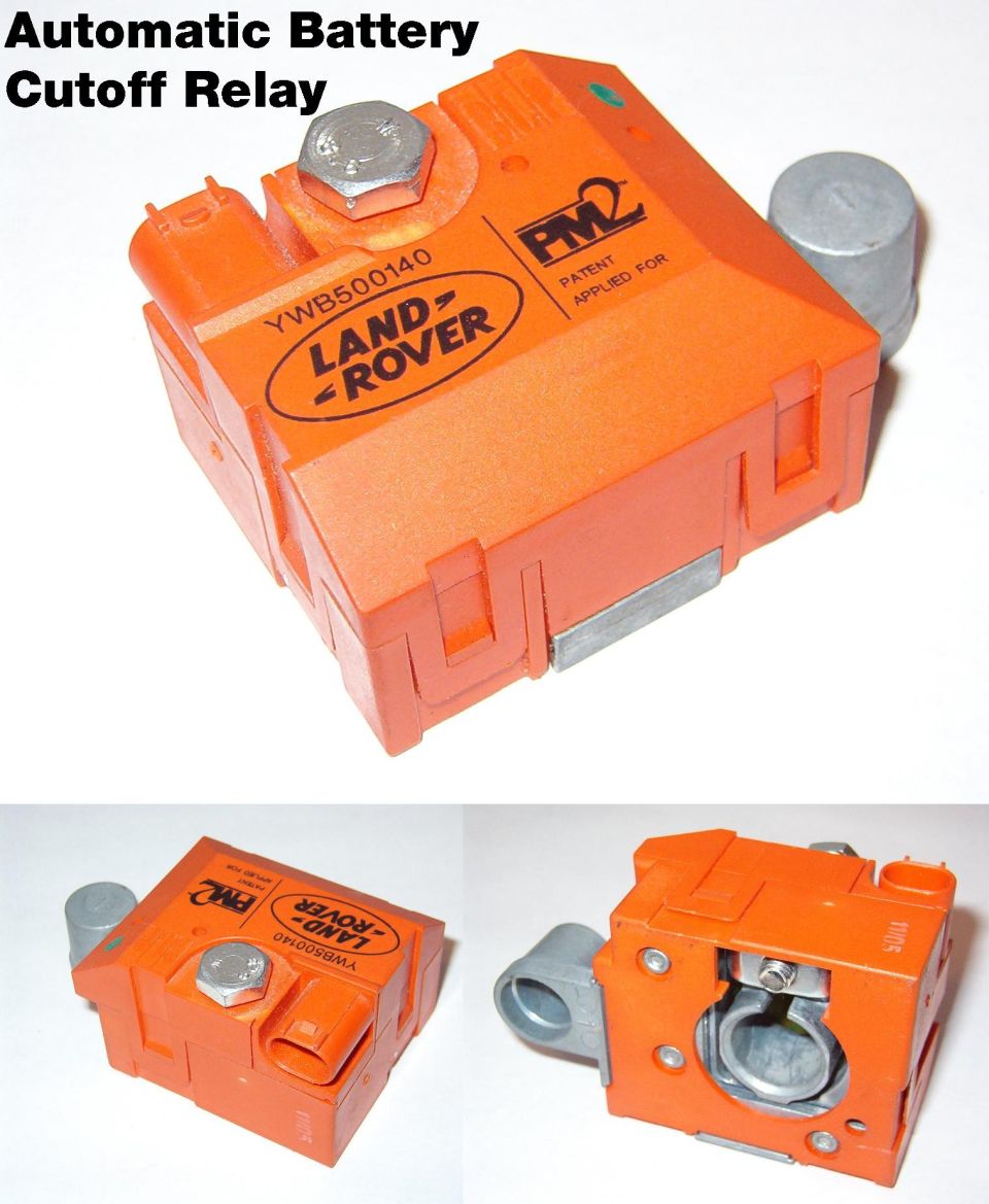Automatic Battery Cutoff Relay

Provides a discrete ground for memory circuits while disconnecting the main power ground at the battery when the ignition is off.  Factory transport disconnect for late-model Land Rover Range Rover Sport & LR3, removed at the dealership.