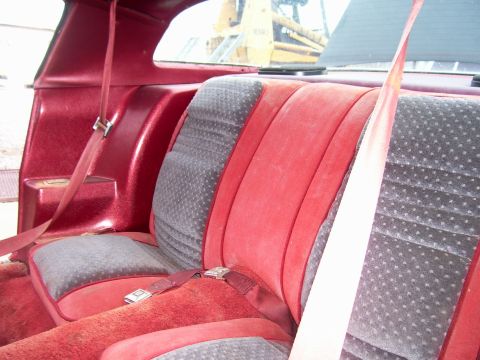 1978 Pontiac Trans Am - The interior of a 1978 Pontiac Trans Am shows the rear seat with its distinctive red and gray patterned upholstery.