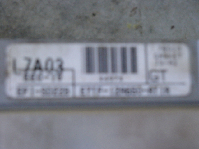 ECU label showing L7A03 barcode and part number EYFE-12A650-BF GT