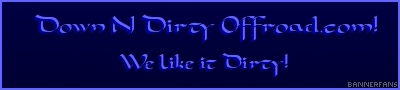 1995 Ford Bronco - A banner displays the text "Down N Dirty Offroad.com! We like it Dirty!" on a dark blue background.