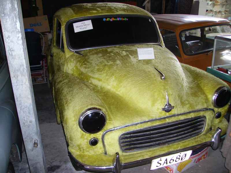 Furry Morris Minor at Wanaka Transport Museum