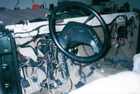 1975 Ford Bronco - The whole '88 wiring harness (minus ABS & a few other circuits) was laid in & arranged to fit. And with some creative bracketry, even the t…