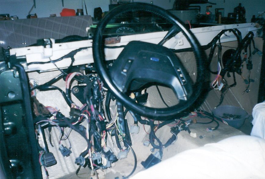 The whole '88 wiring harness (minus ABS & a few other circuits) was laid in & arranged to fit.  And with some creative bracketry, even the tilt/cruise column fit well.